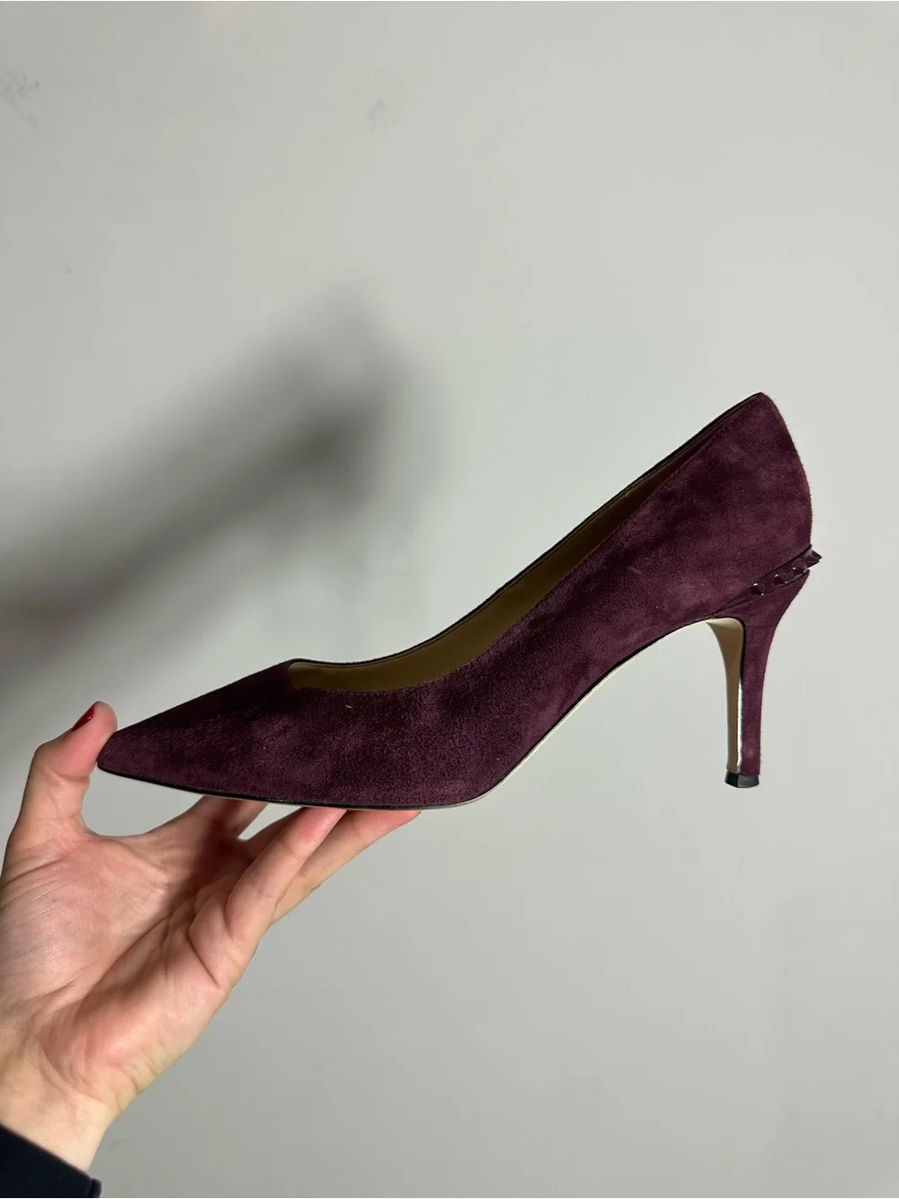 Sam Edelman Tonia Burgundy Spiked Studded Pointed Toe High Heeled Pumps